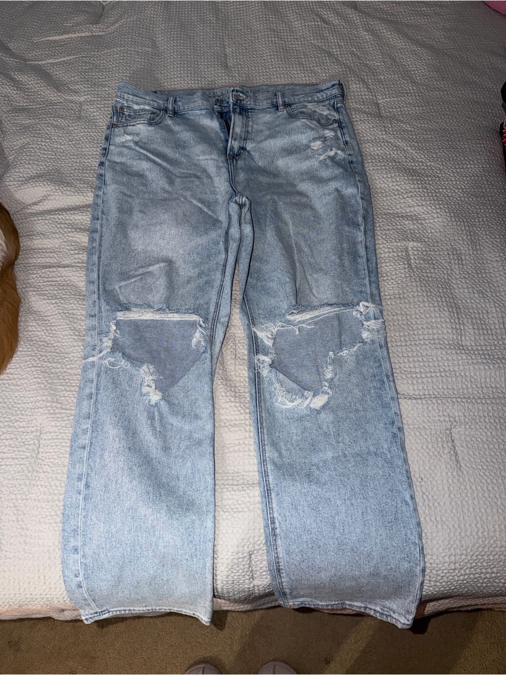 American Eagle Outfitters Light Blue Distressed Ankle Jeans